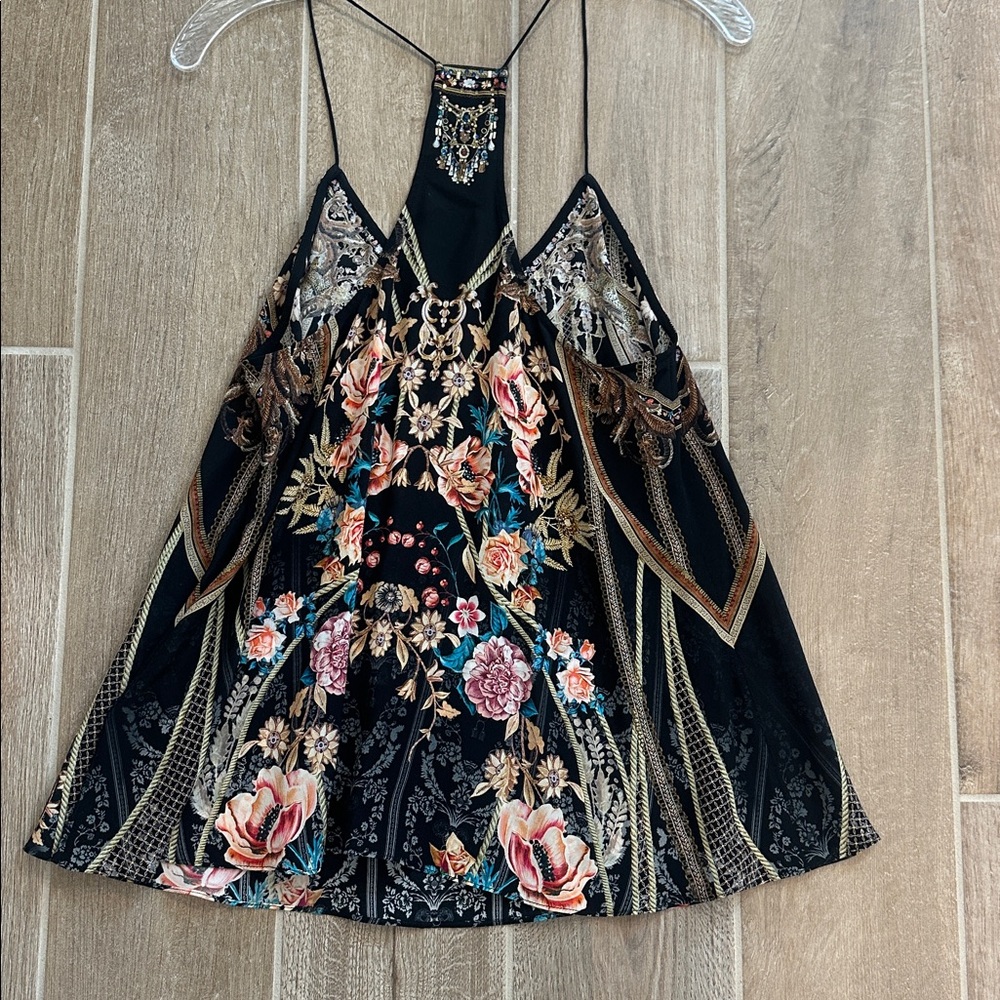 Camilla Black Embellished Floral Silk Tank Top - Picture 5 of 8